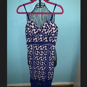 Blue lace cocktail dress